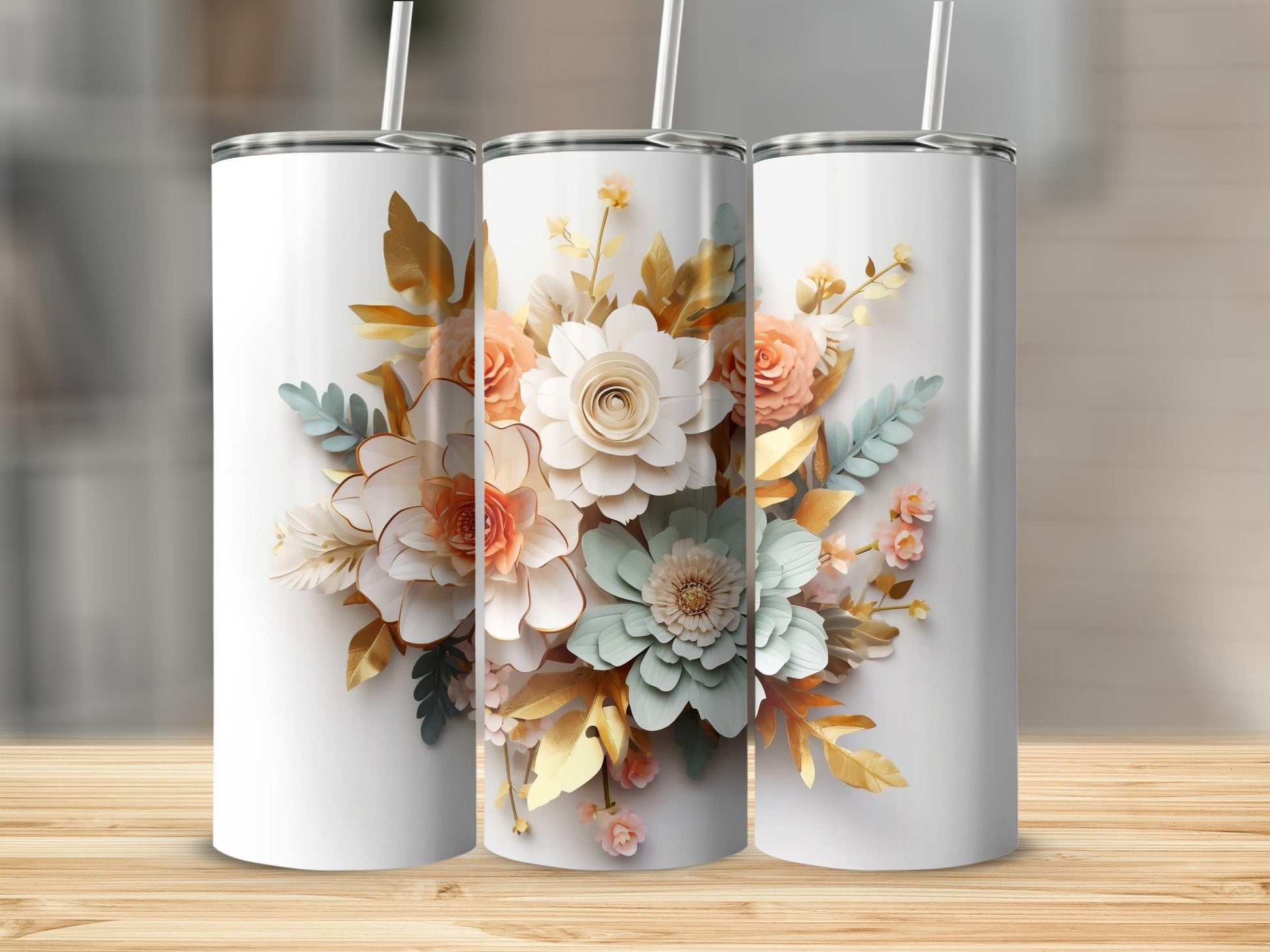 Elegant Floral Bouquet Design Insulated Tumbler Cup