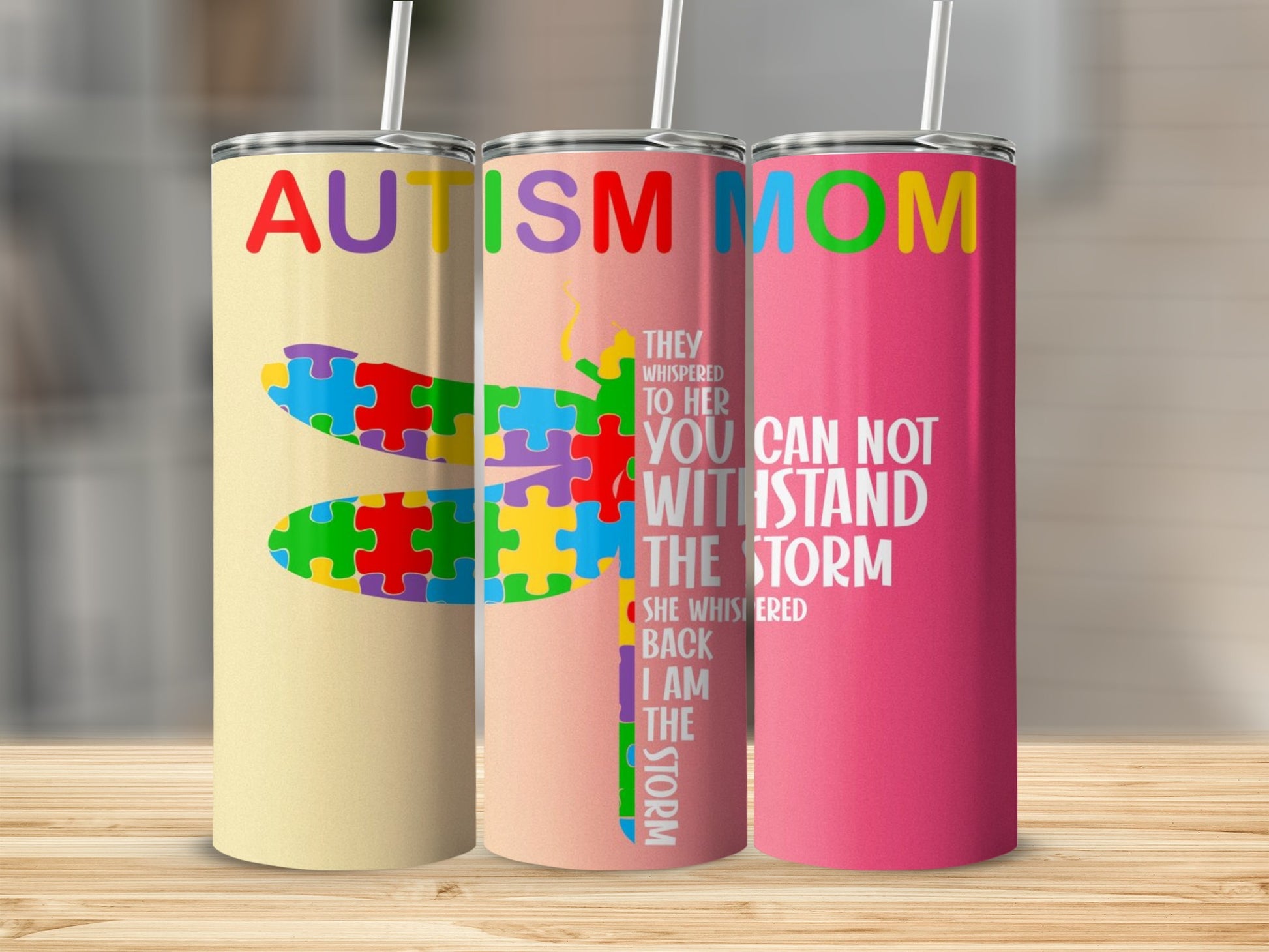 Autism Mom Motivational Tumblers Custom Gift Set