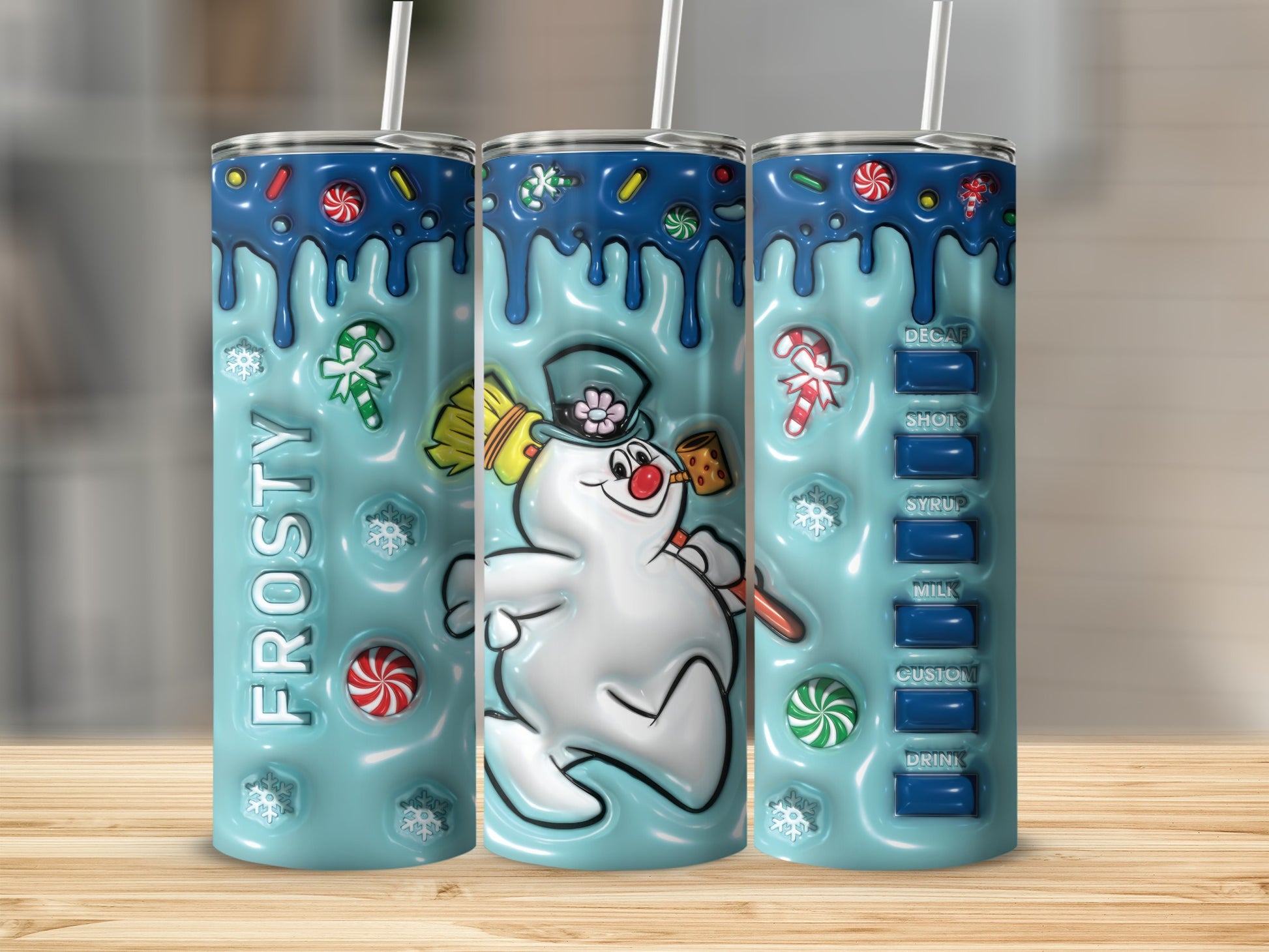 Frosty Snowman Decorative Holiday Tumbler Cup
