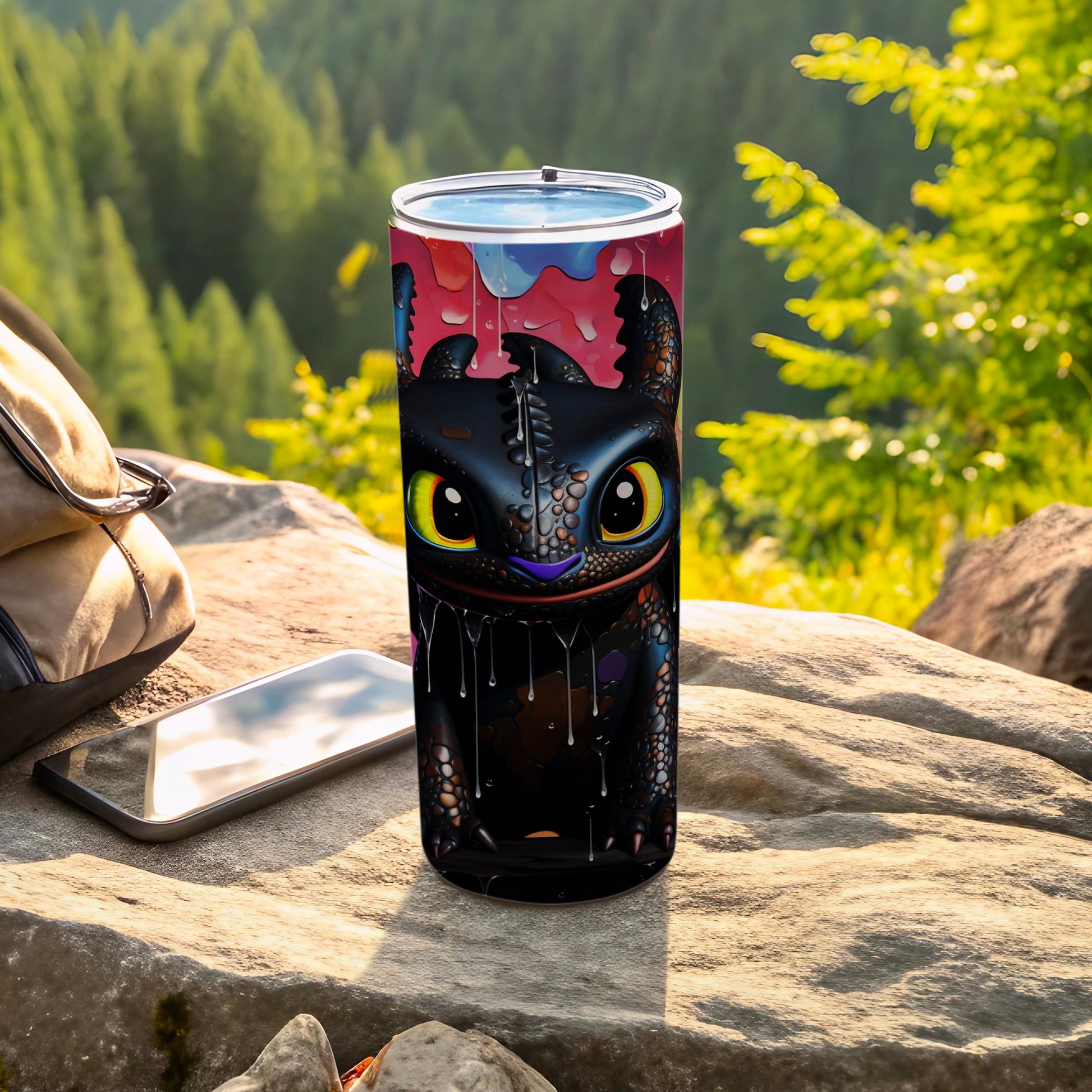 Colorful Dragon Themed Insulated Travel Tumbler Product