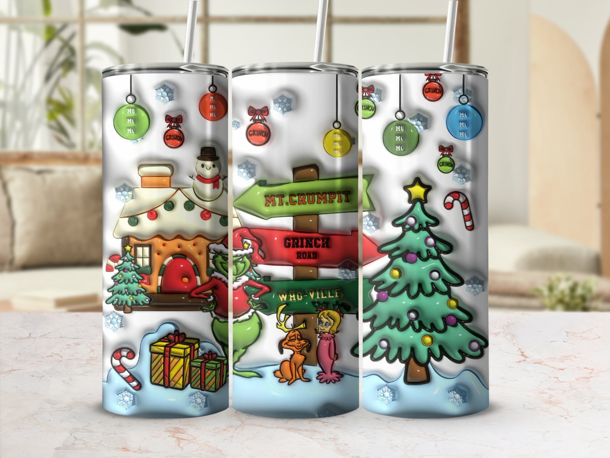Festive Christmas Themed Holiday Stainless Steel Tumbler