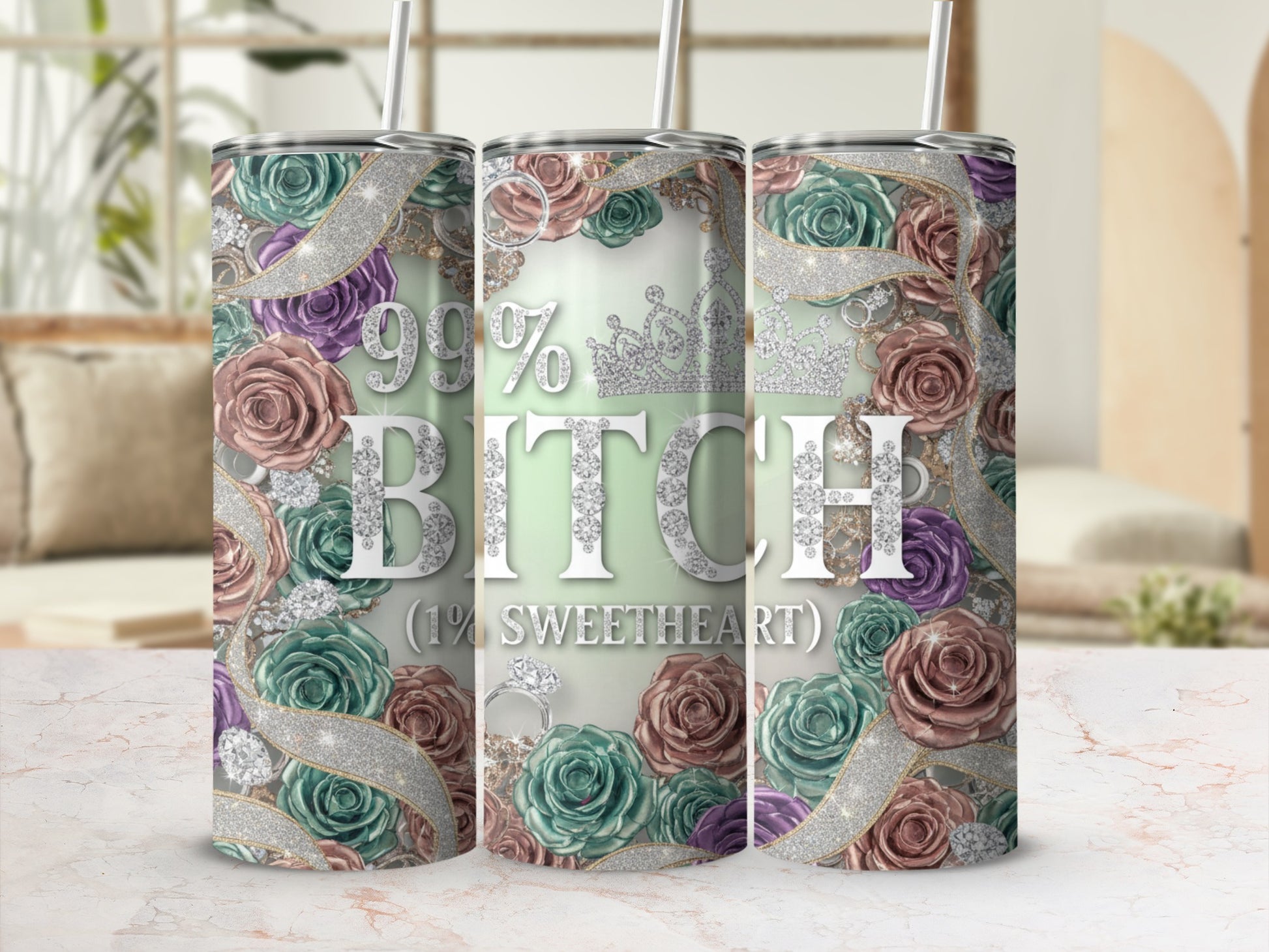 99% Bitch 1% Sweetheart Decorative Tumbler