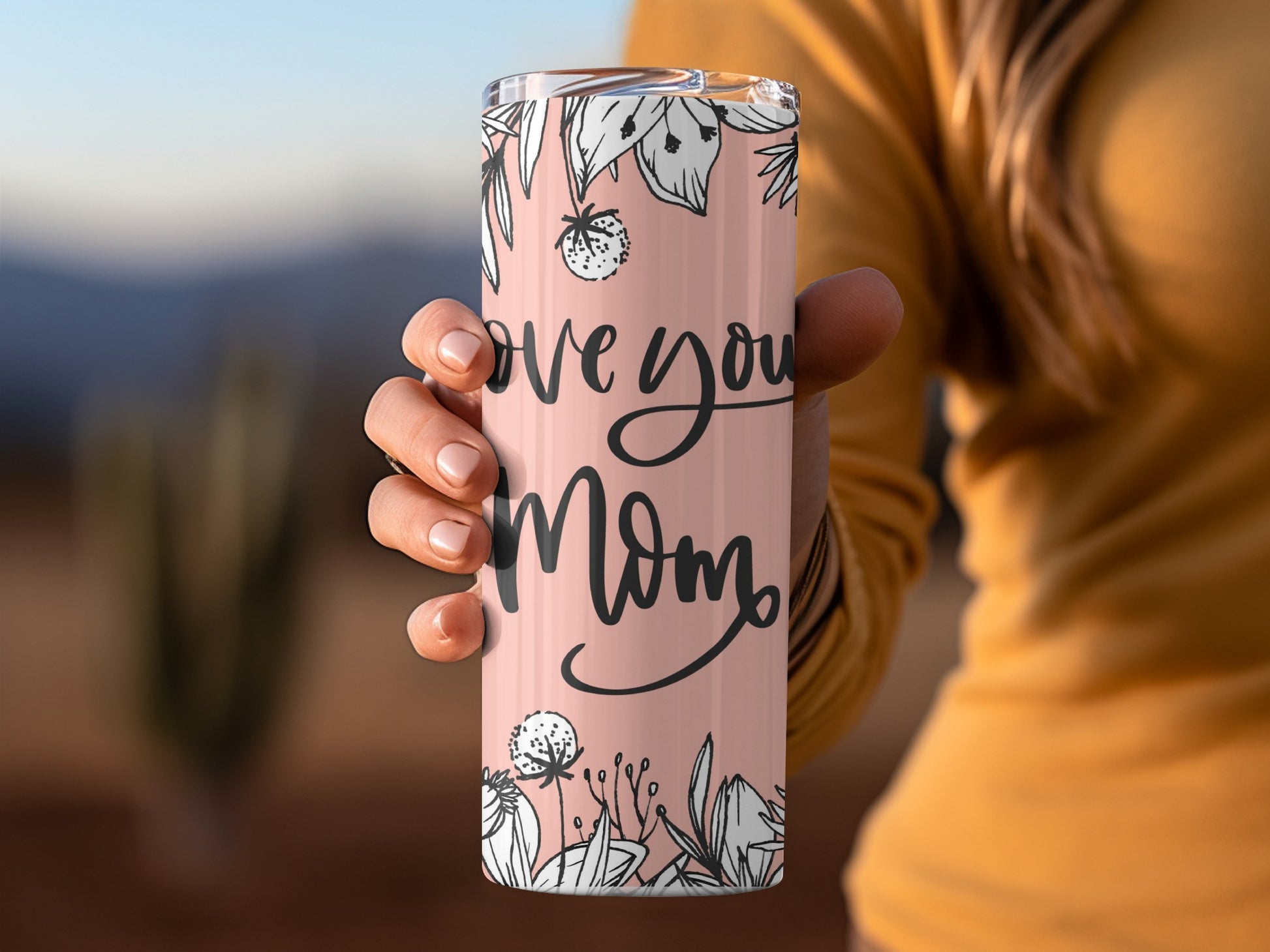Love You Mom Floral Design Insulated Tumbler Gift
