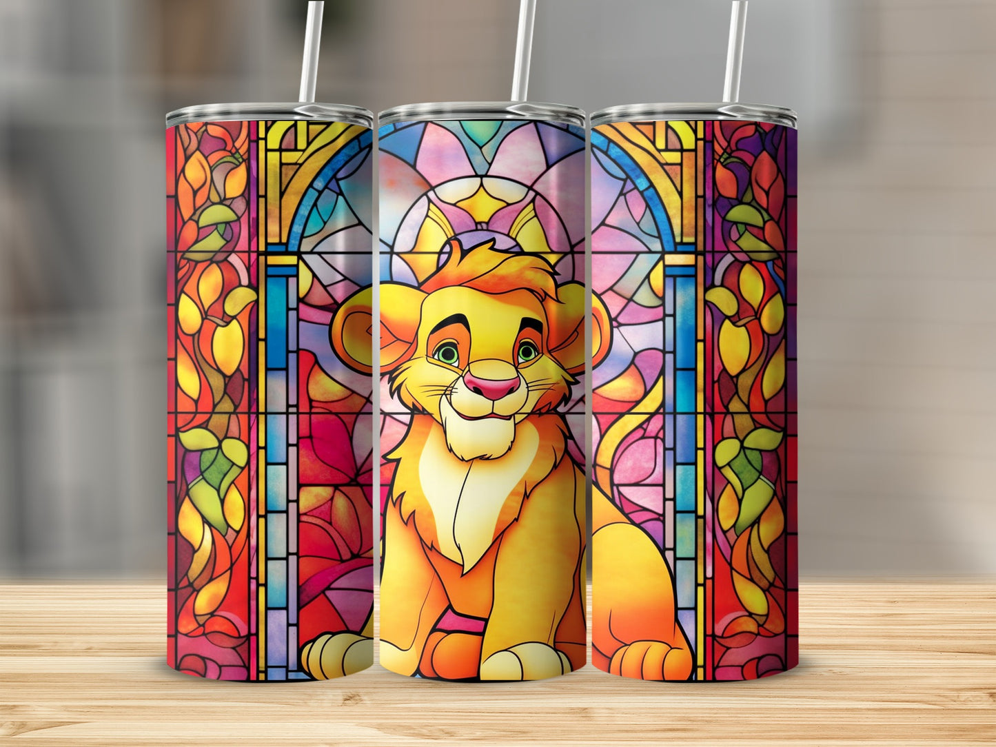 Stained Glass Inspired Lion King Tumbler Tumblers