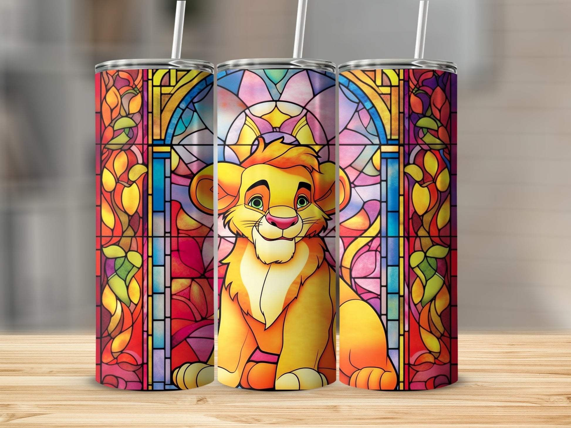 Stained Glass Inspired Lion King Tumbler Tumblers