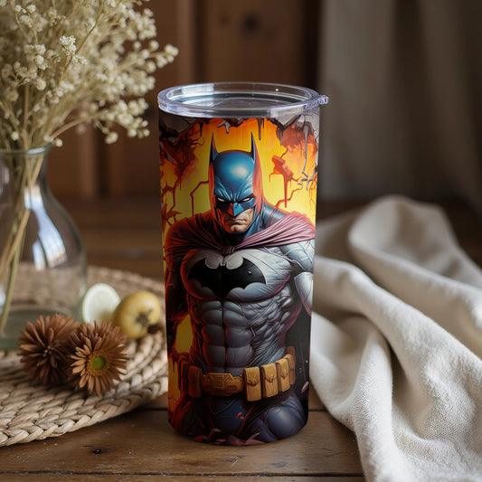 Intense Superhero Action Scene Tumbler for Fans