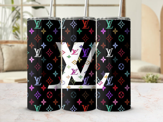 Luxurious Designer-Inspired Tumbler with Monogram Pattern