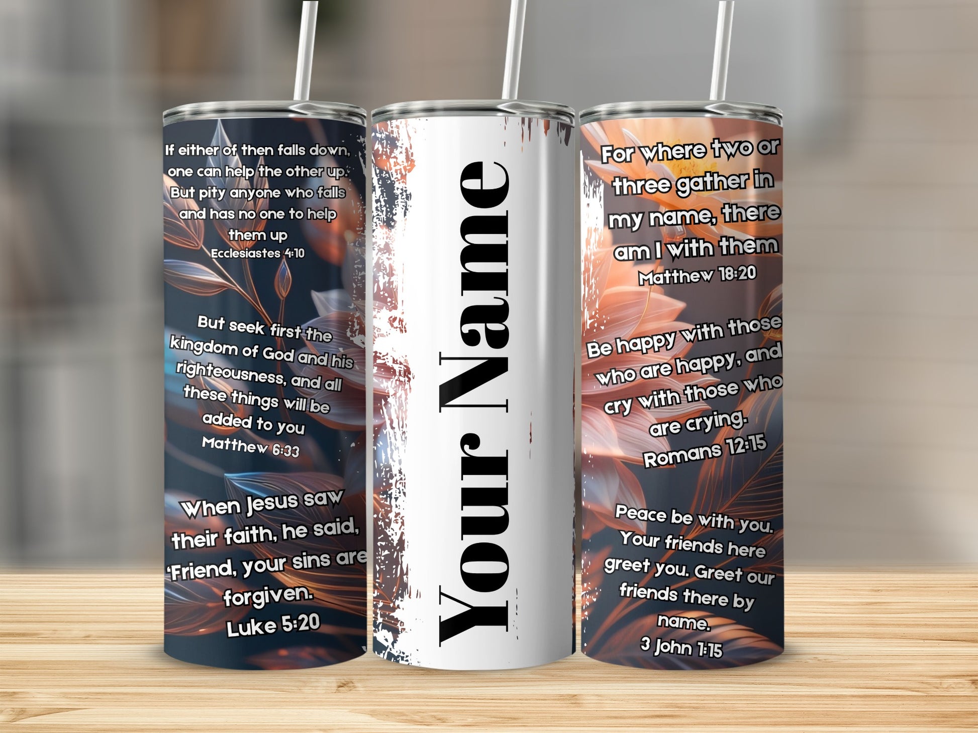 Customized Bible Verses Insulated Tumbler With Straw