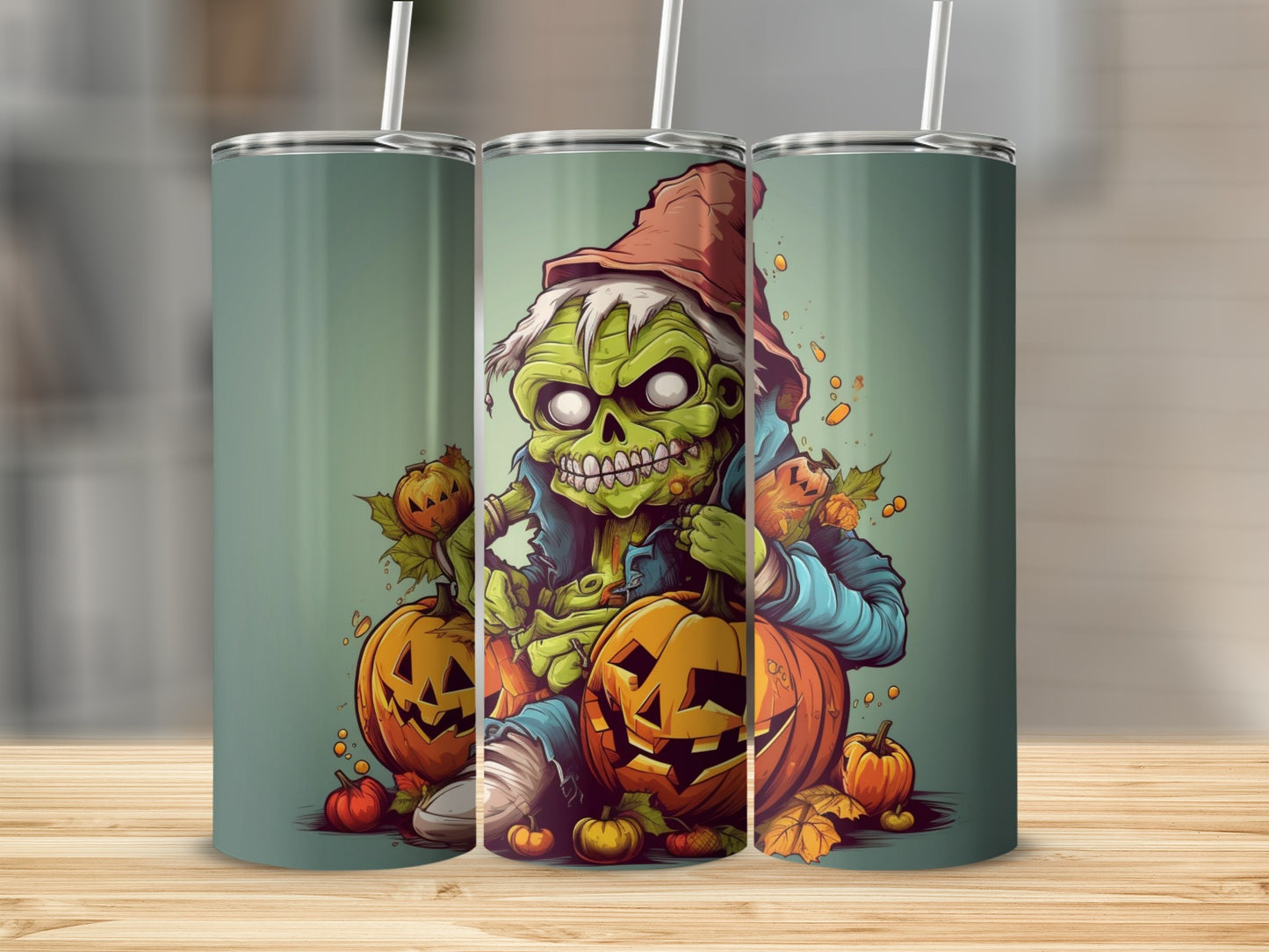 Halloween Skull and Pumpkin Design Halloween Tumbler