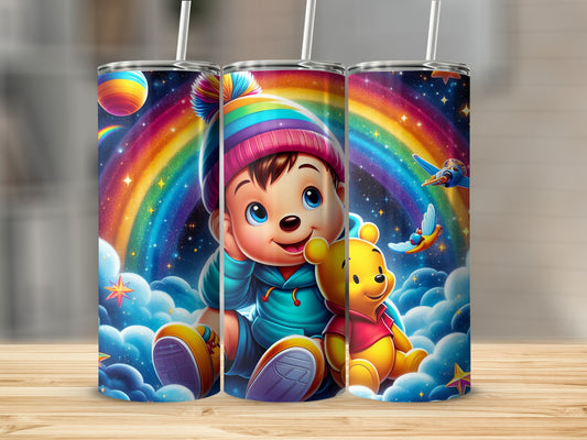 Rainbow Winnie The Pooh Cartoon Character Art Tumblers