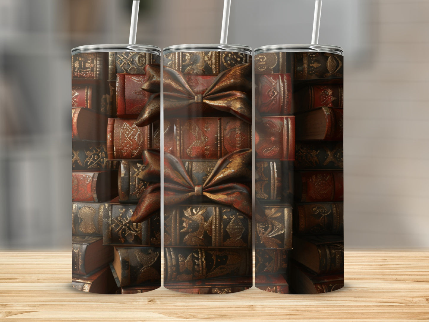 Stack of vintage books tied with a bow, with straw.