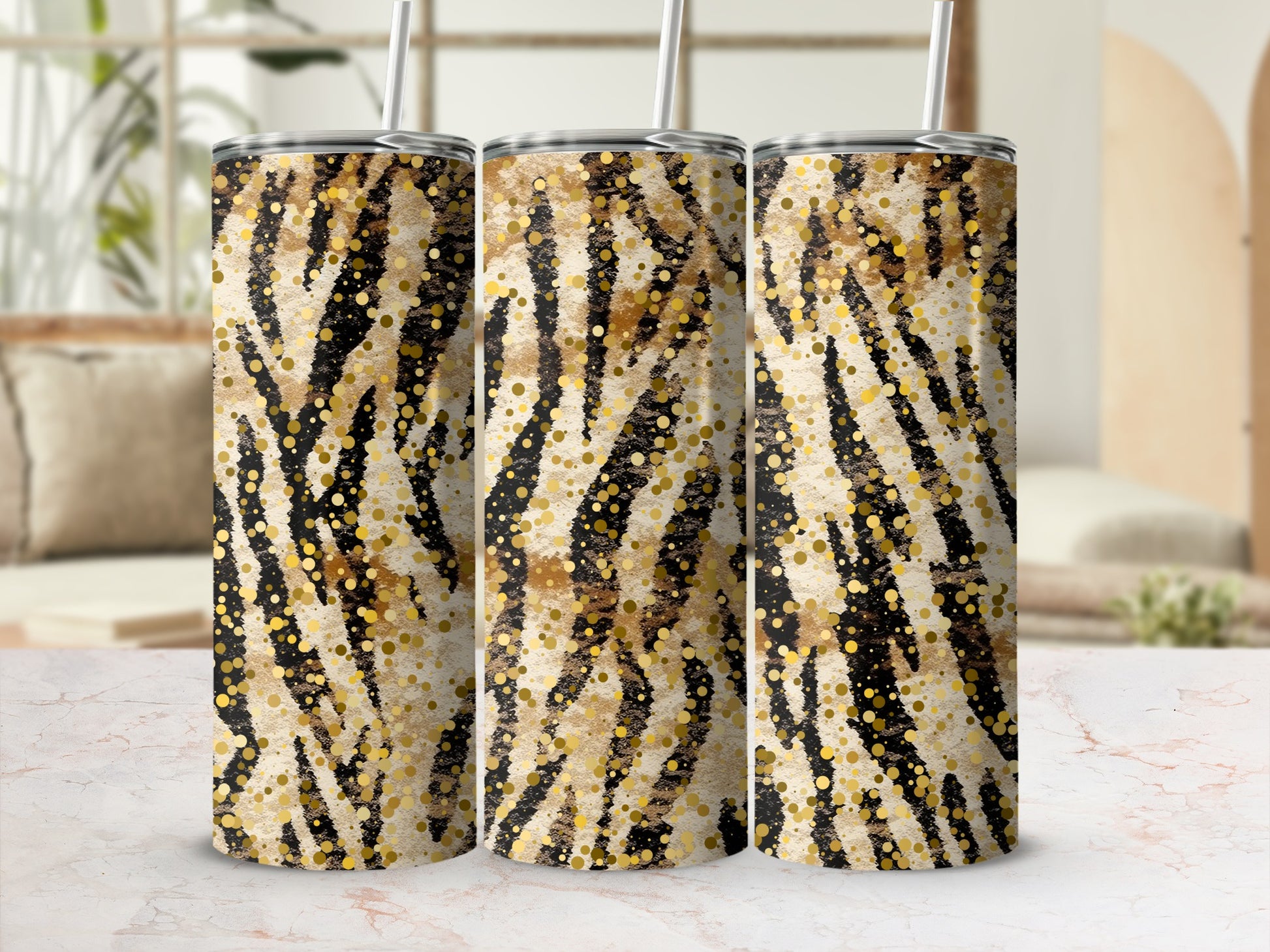Glitter Zebra Stripe Design Tumbler for Stylish Beverage Holder
