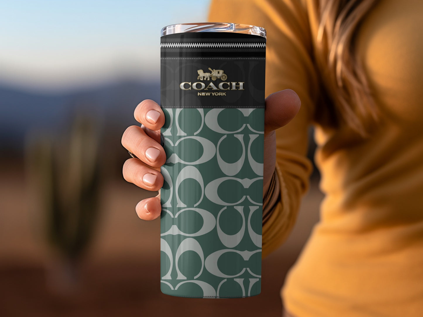 Coach New York Stylish Travel Mug with Signature Print