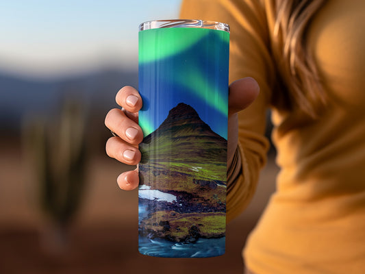 Northern Lights Mountain Scene Insulated Tumbler Cup