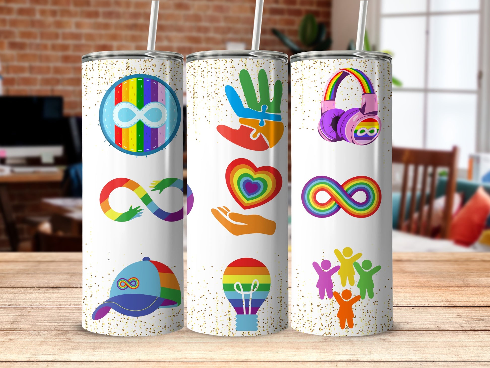 Vibrant Colorful LGBTQ+ Themed Tumblers with Fun Designs