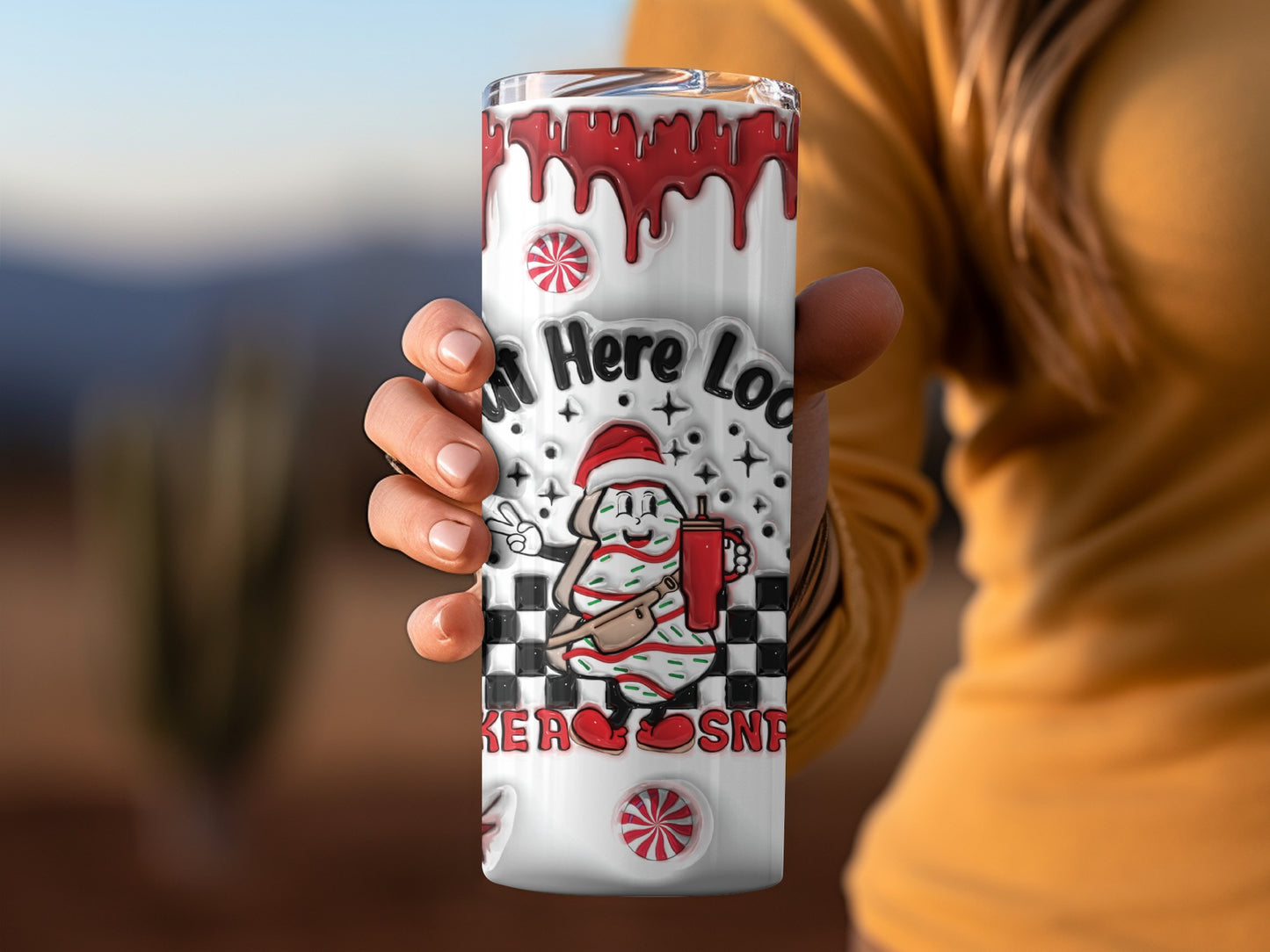 Gingerbread Santa Christmas Themed Tumbler Cup