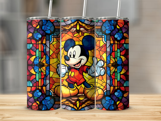 Colorful Stained Glass Mickey Mouse Tumbler Cup