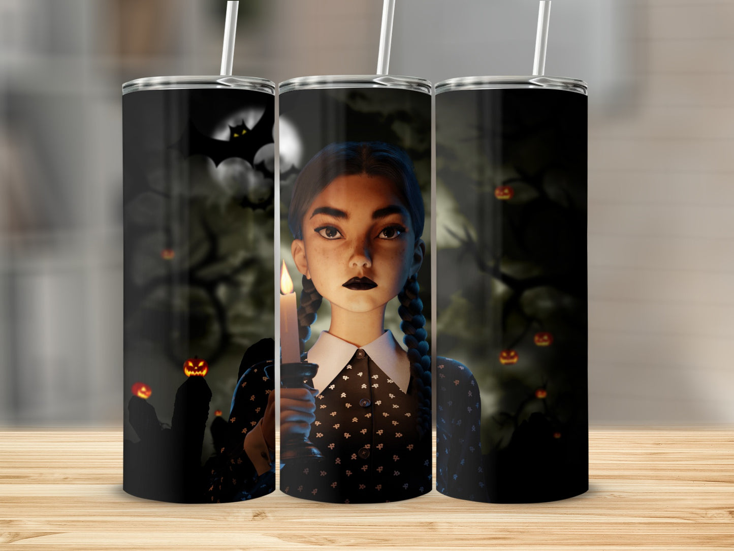 Gothic Halloween Theme Tumbler with Candle Design