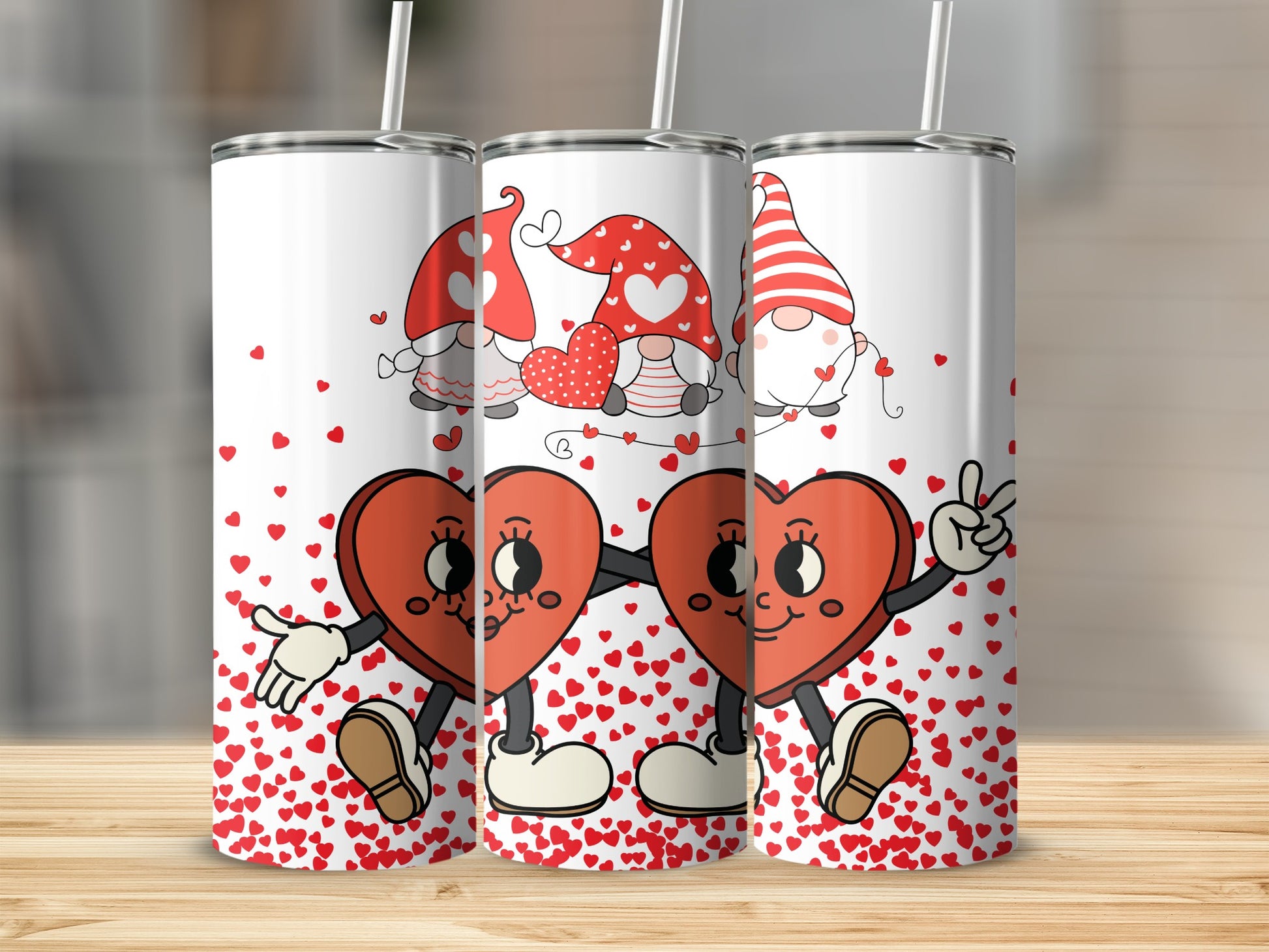 Cartoon Heart Characters and Gnome Tumbler Product