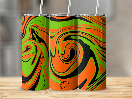 Vibrant Halloween Swirl Pattern Tumbler Design Product