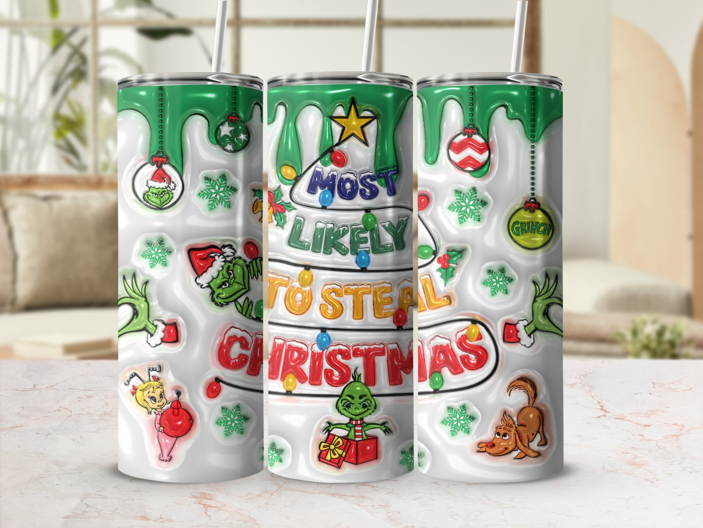 Most Likely To Steal Christmas Grinch Tumbler