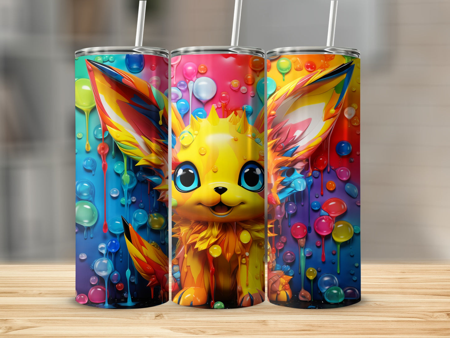 Colorful Fantasy Fox Art Design Insulated Tumbler