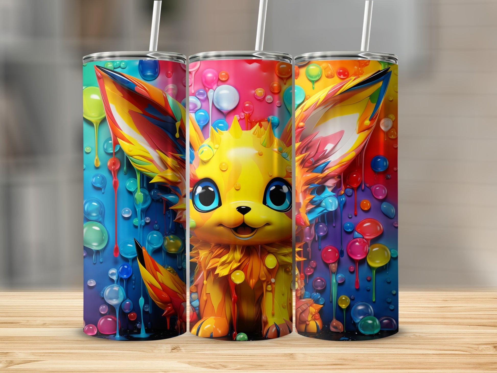 Colorful Fantasy Fox Art Design Insulated Tumbler
