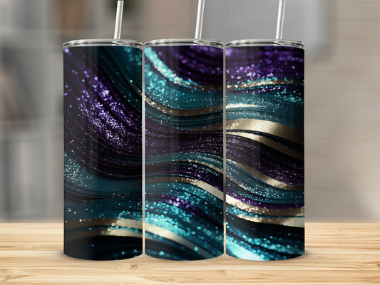 Glitter Sparkle Wavy Gold Purple Teal Abstract Tumbler product type