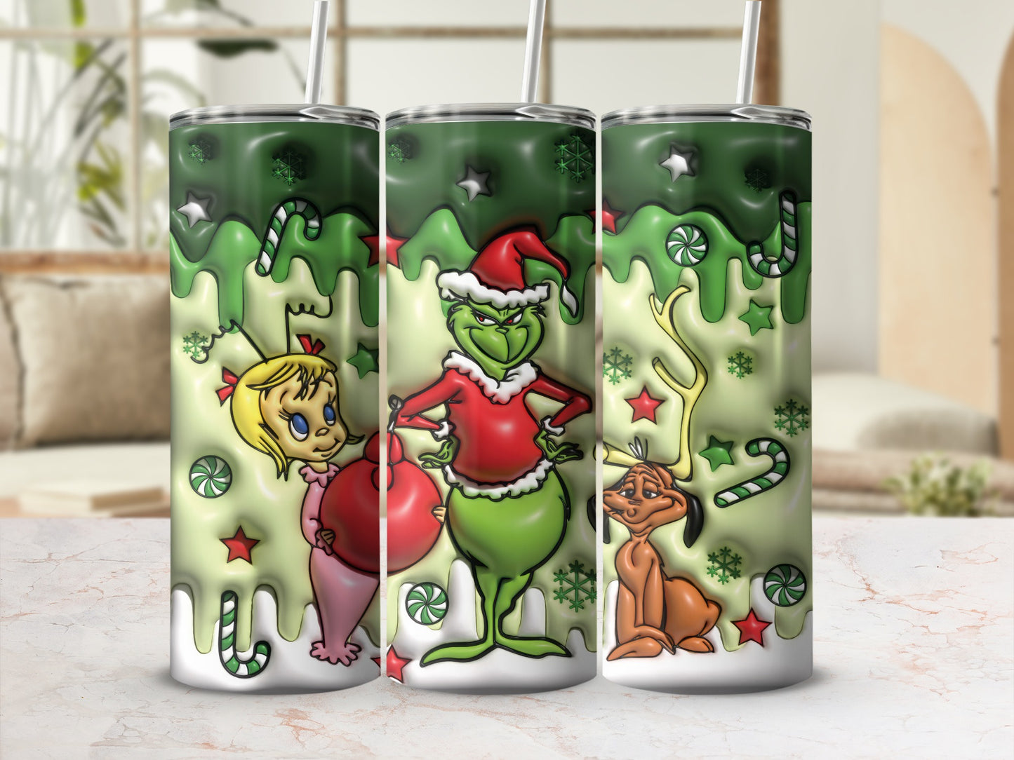 Grinch Christmas Characters Skinny Tumbler Product