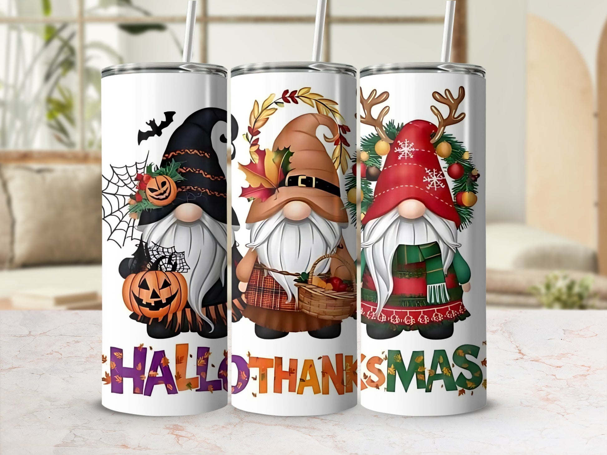 Halloween Thanksgiving Christmas Gnome Tumblers