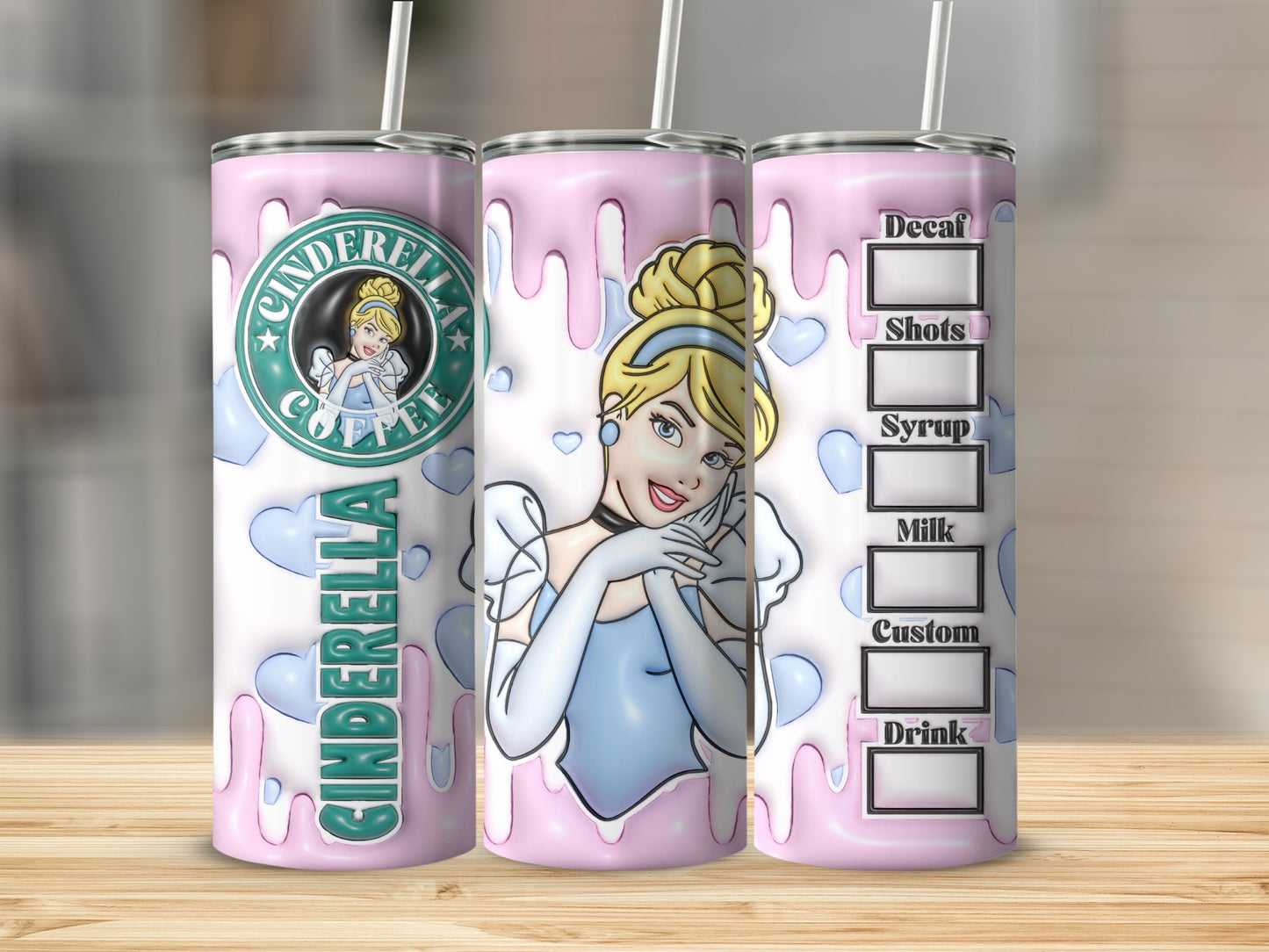 Cinderella Coffee Design Insulated Tumbler with Straw