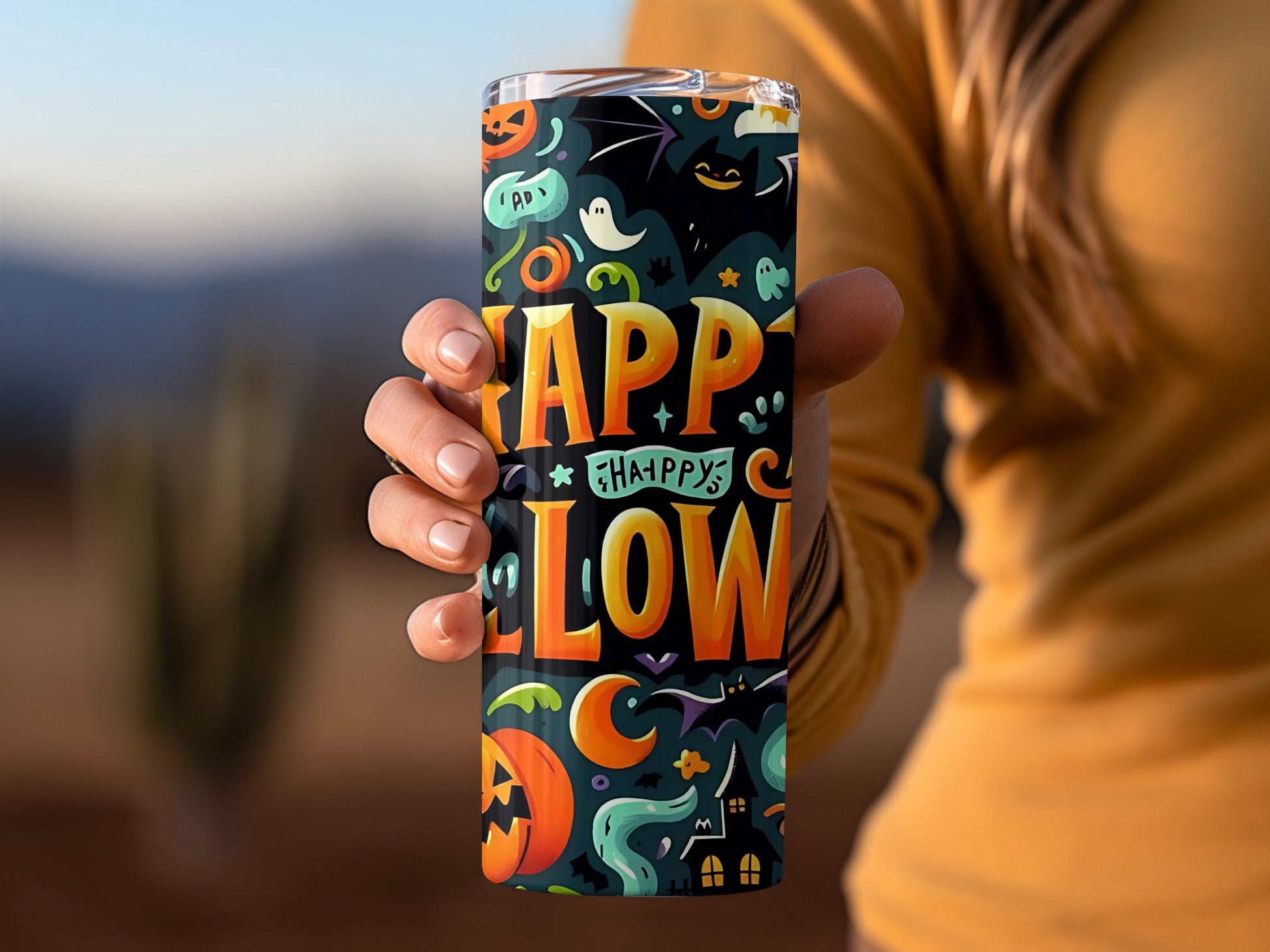 Happy Halloween Colorful Spooky Themed Tumbler