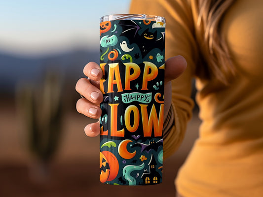 Happy Halloween Colorful Spooky Themed Tumbler