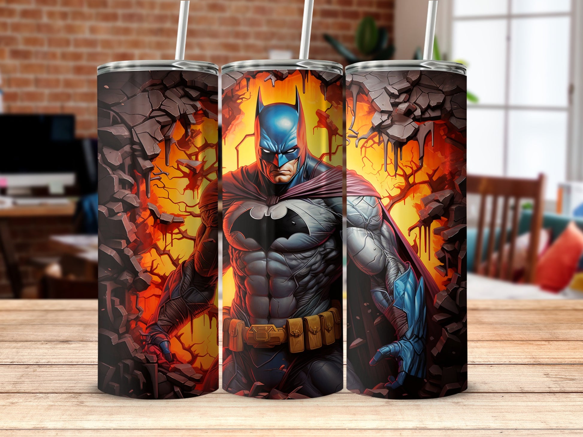 Heroic Batman Graphic Tumblers in Explosion Design