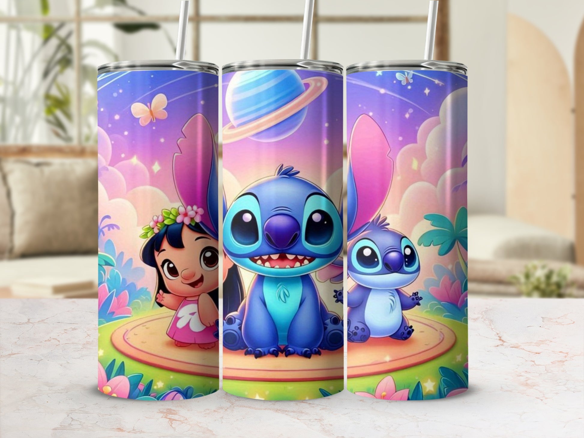 Cute Alien Character and Girl Design Tumbler