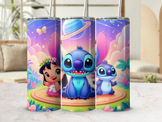 Cute Alien Character and Girl Design Tumbler