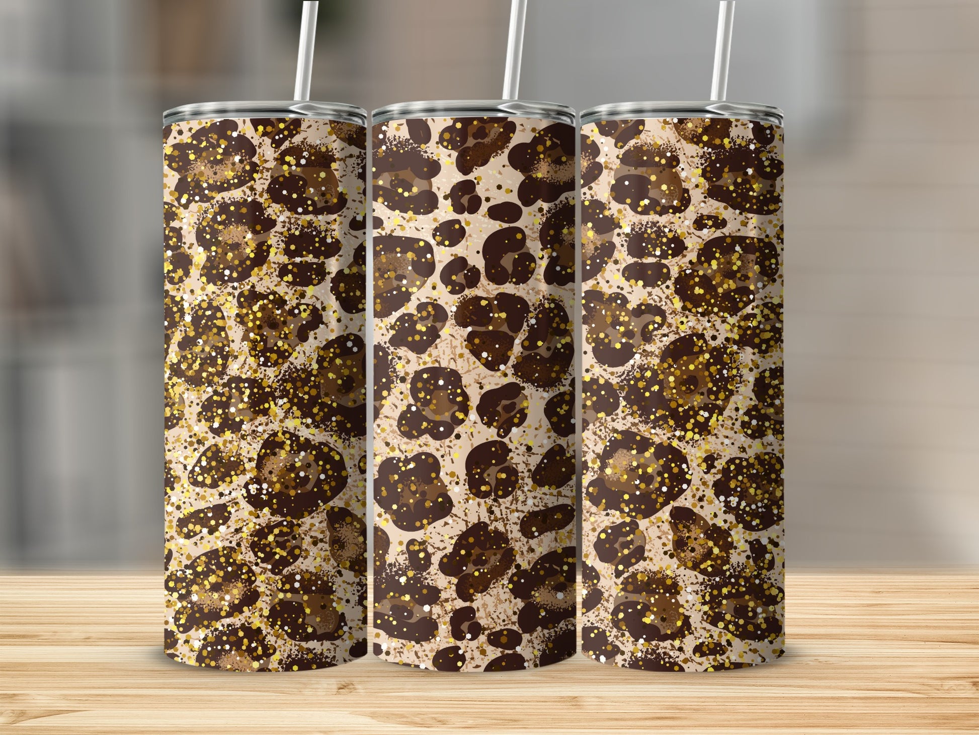Stylish Brown and Gold Leopard Print Tumbler