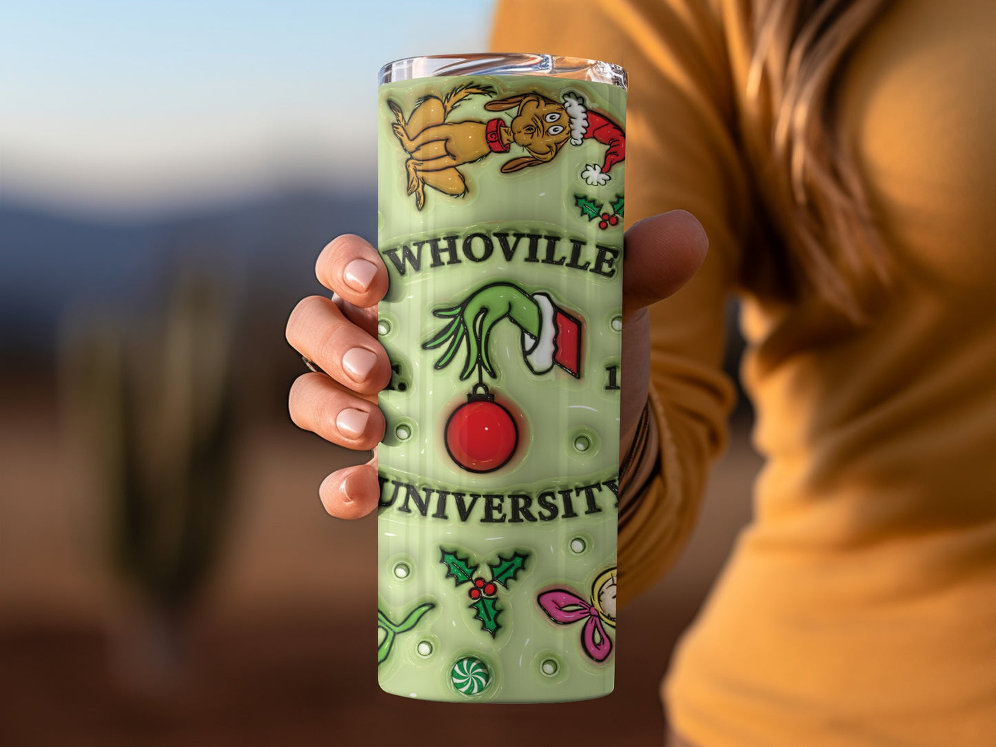 Whoville University Christmas Grinch Novelty Tumbler