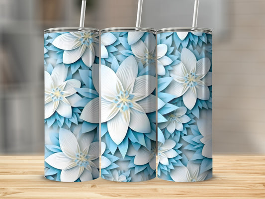White and Blue Floral Tumblers for Modern Beverage