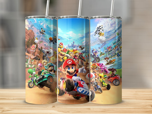 Mario Kart Characters Racing Scene Tumbler