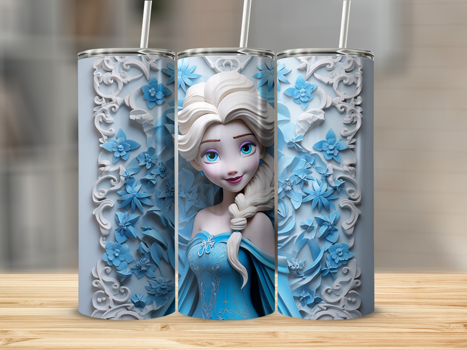 Beautiful Blue Themed Princess Tumbler