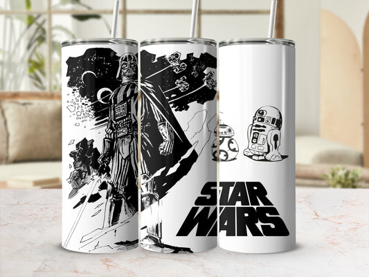 Darth Vader Star Wars R2D2 BB8 sketch art tumbler product type