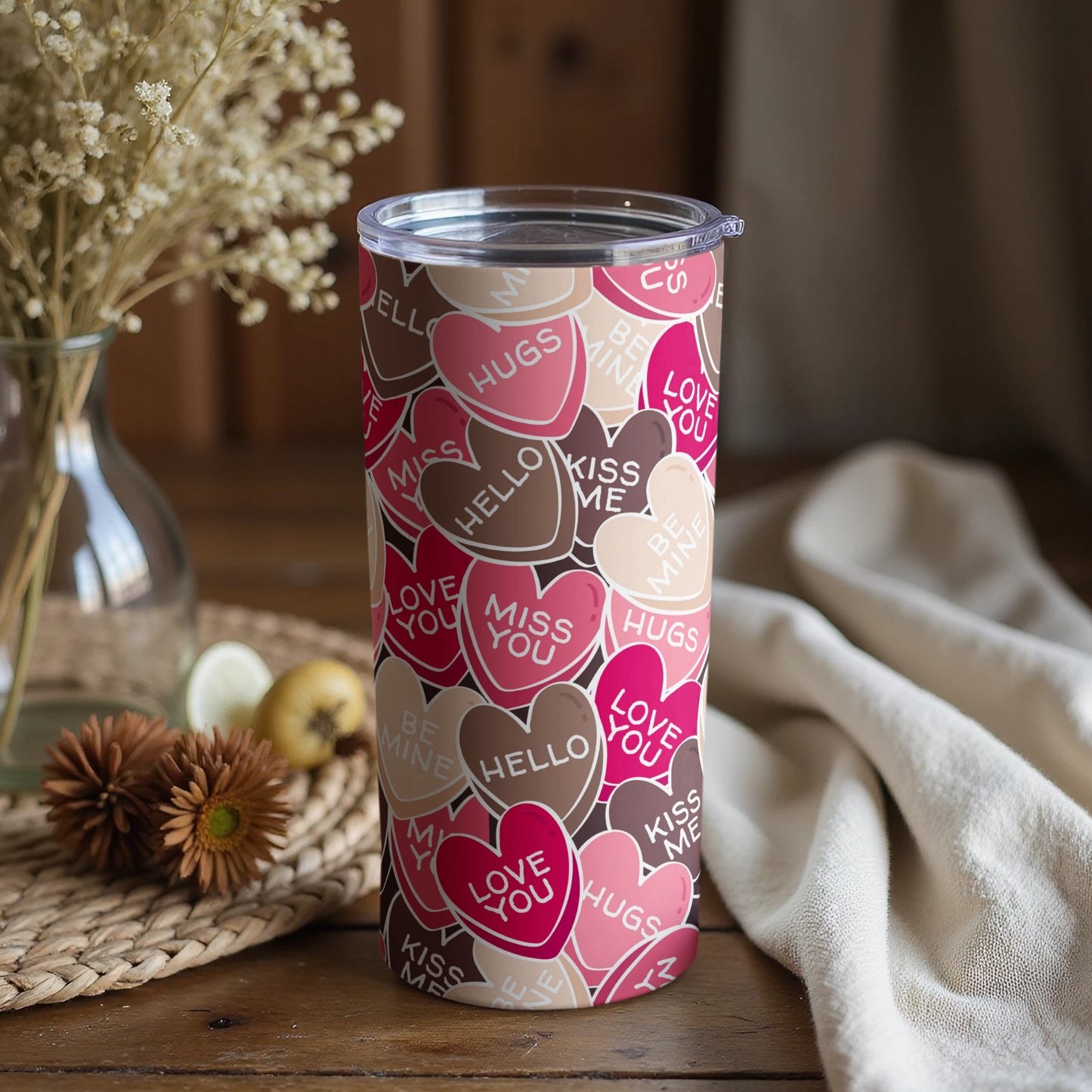 Valentine's Day Hearts Pattern Travel Mug