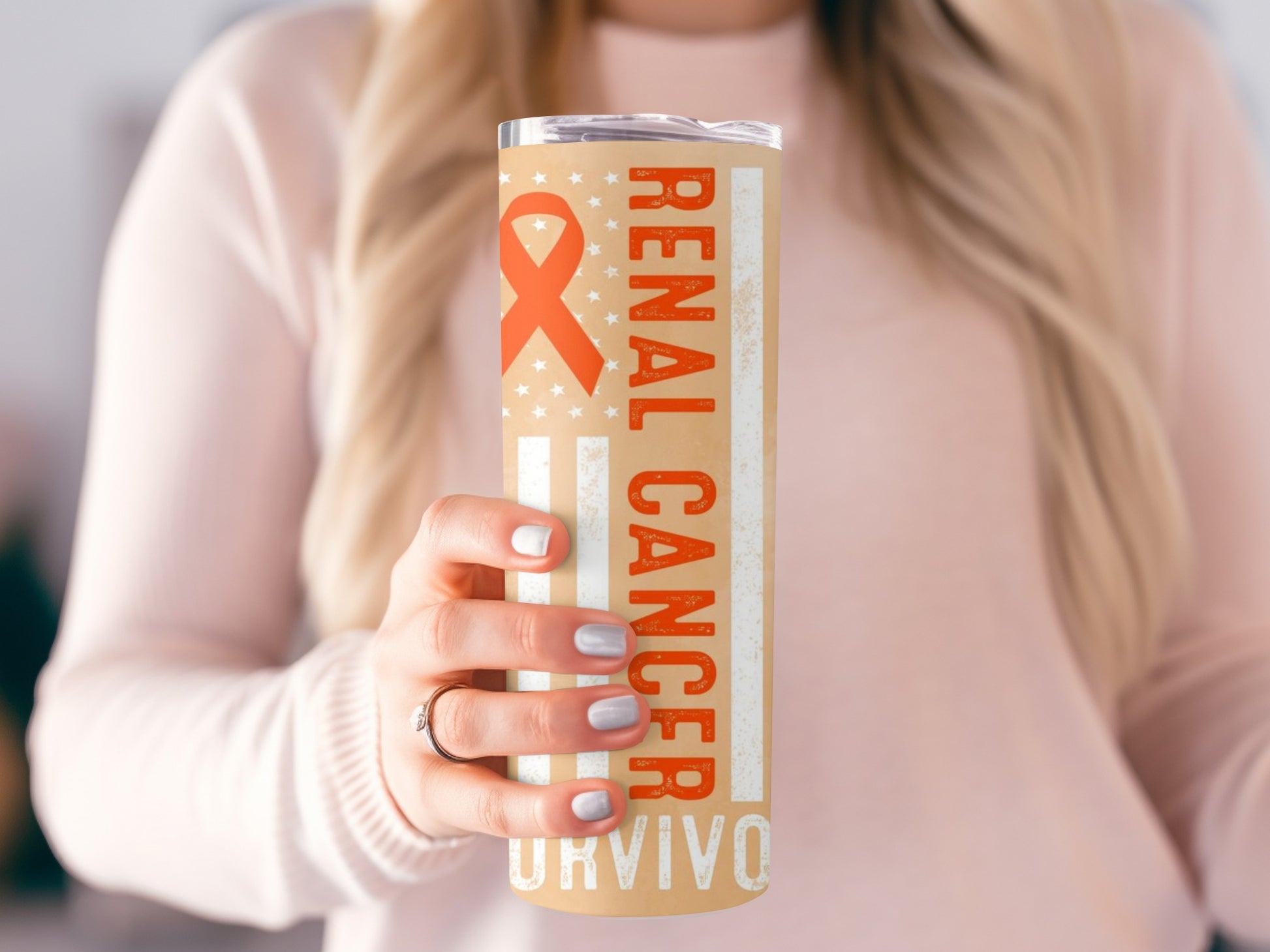 Renal Cancer Survivor Tumbler with Awareness Ribbon