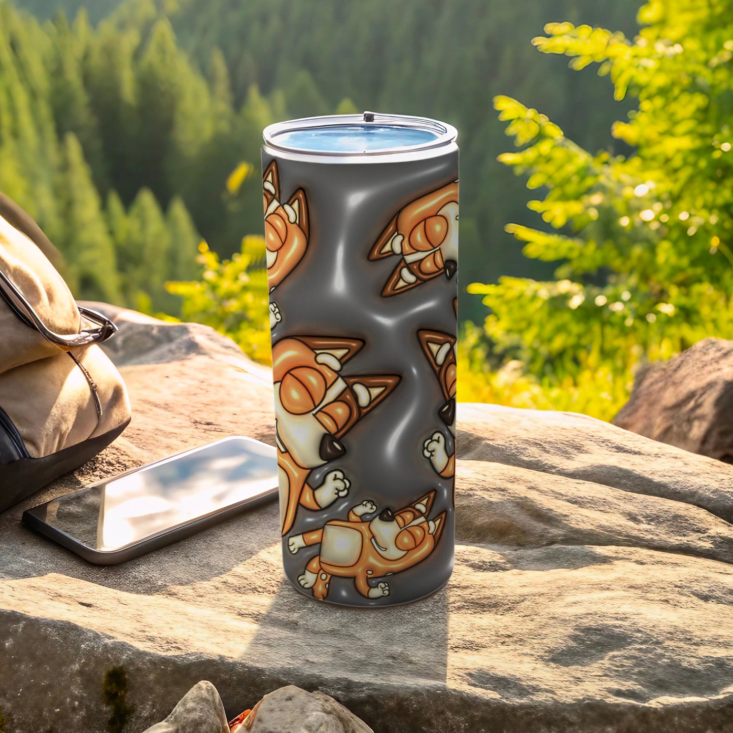 Cute Cartoon Dog Design Travel Tumbler for Outdoor Use