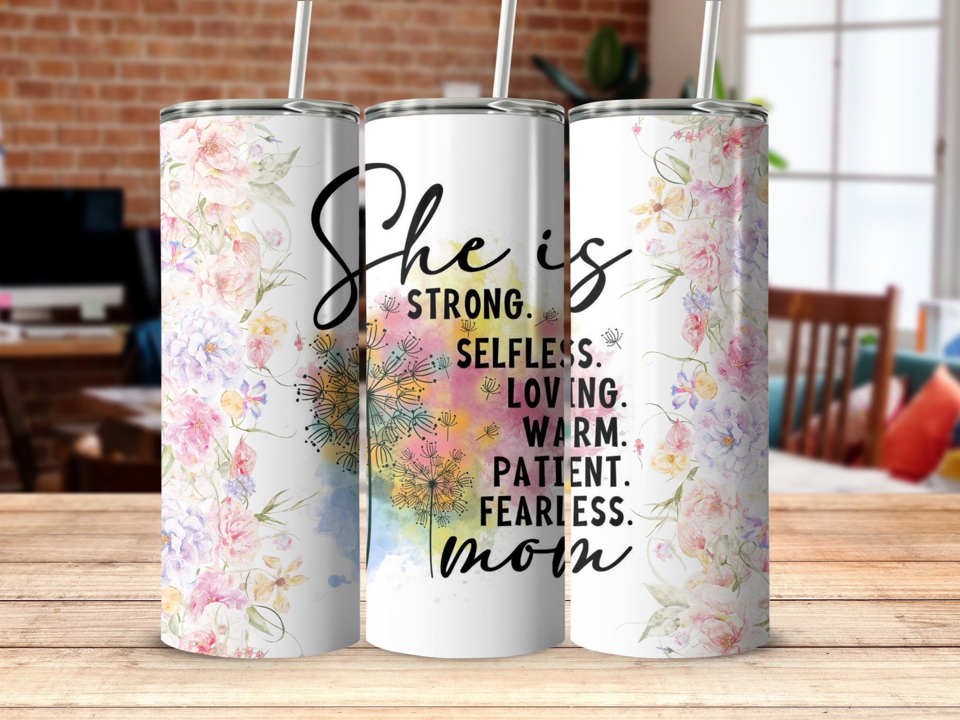 Inspirational Floral Design Tumbler for Mom Gift