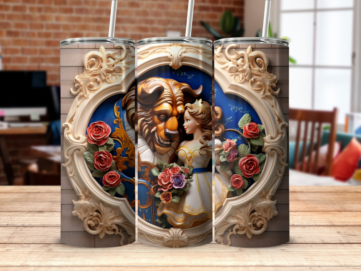 Enchanting Beauty and the Beast Tumbler Design