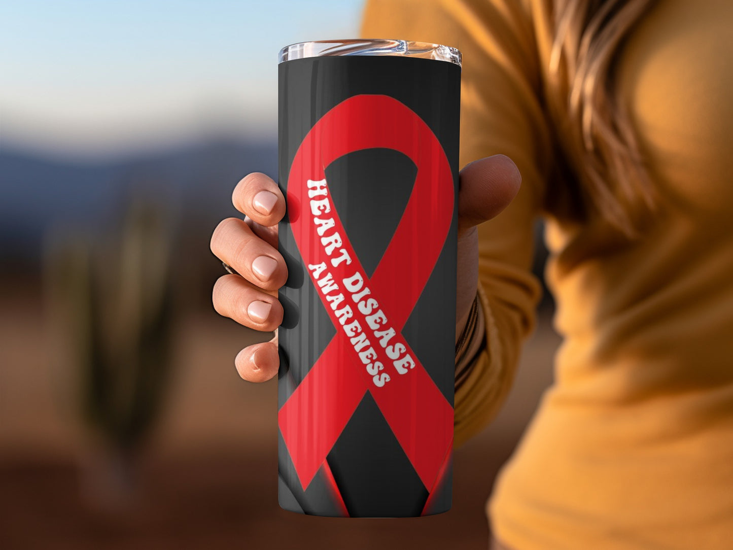 Heart Disease Awareness Red Ribbon Tumbler