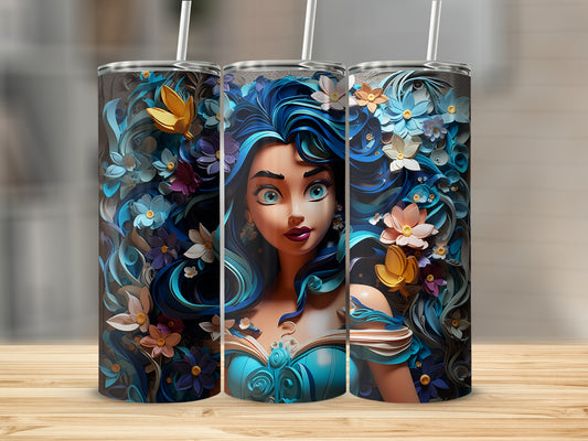 Enchanting Blue Haired Fantasy Character Art Tumbler