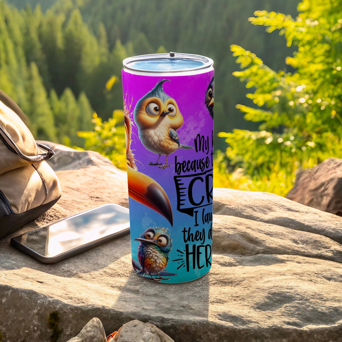 Cute Cartoon Birds Purple Tumbler My Because I Laugh They HER product type